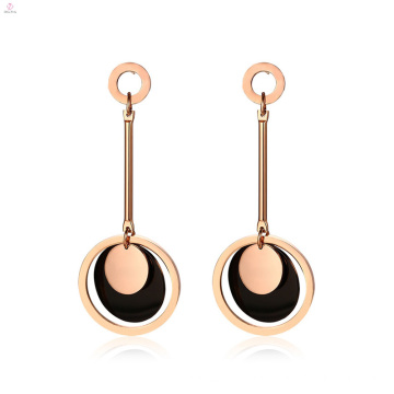 Rose Gold Black Drop Anweisung Chandelier Ohrringe